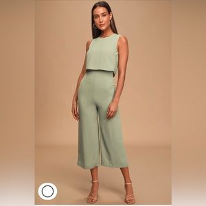 Lulus Sage Green Backless Midi Jumpsuit- Small